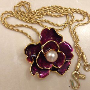 Kenneth Jay Lane KJL DISCONTINUED purple flower Garden Party pendant necklace